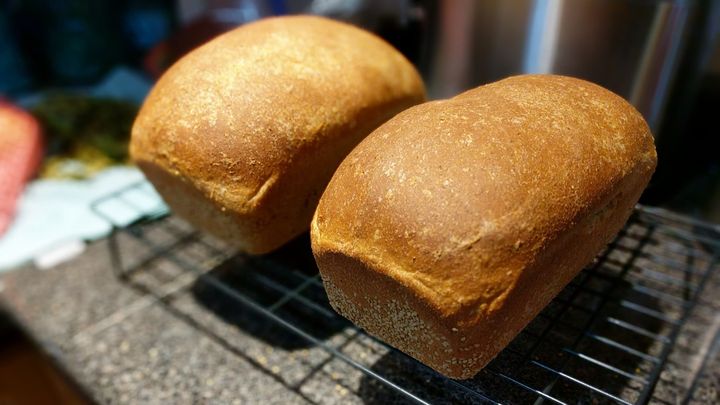 Fresh baked bread loaves