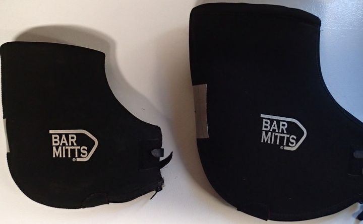 Photo showing that Extreme Bar Mitts are bigger than regular Bar Mitts